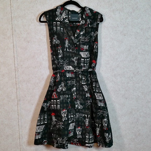 LKNW ModCloth Whimsical Goth Puff Skirt Dress Button Down, Waist Tie Lining SzXL - Picture 1 of 13
